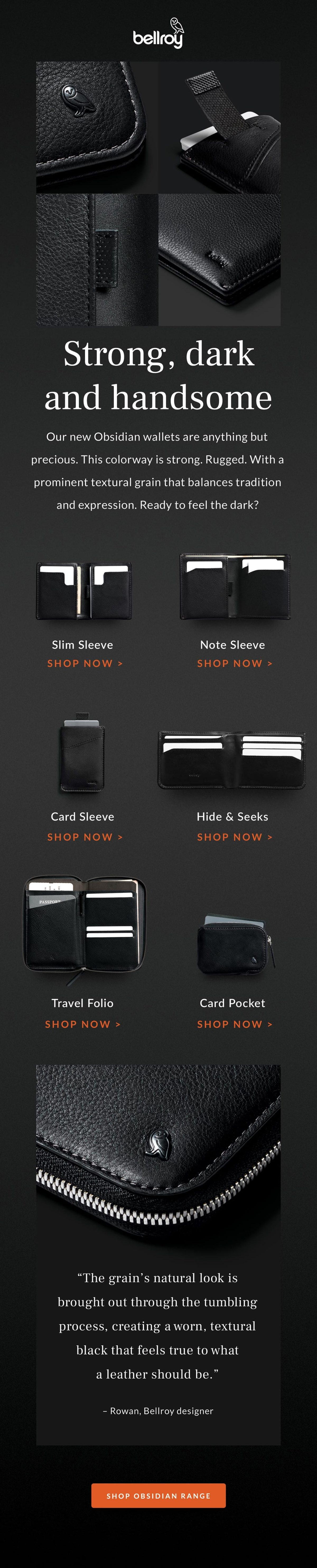 Bellroy product aerial views email