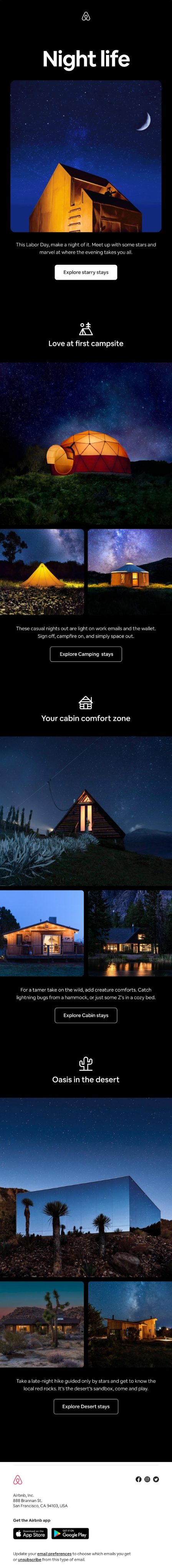 Airbnb seasonal email