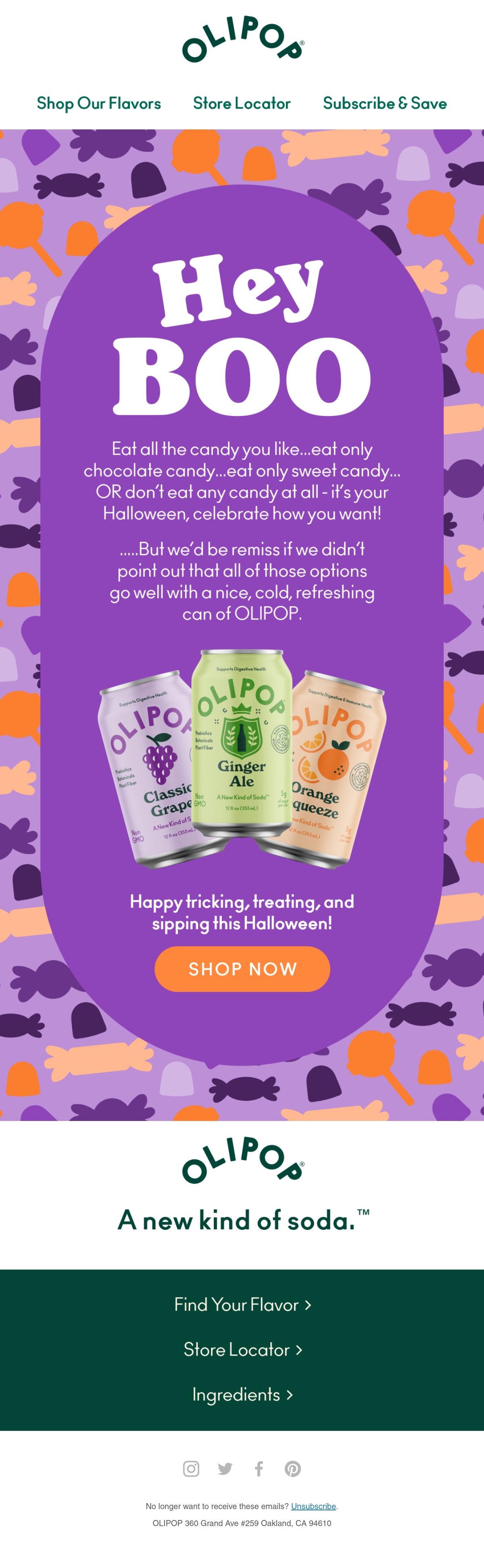 Olipop halloween email