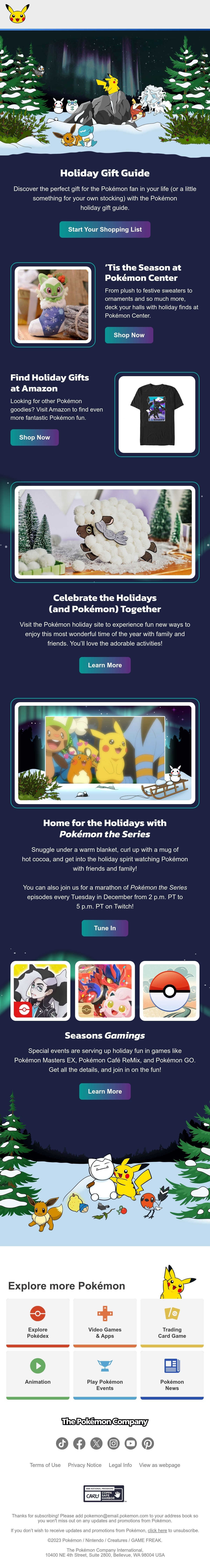 Pokémon christmas email
