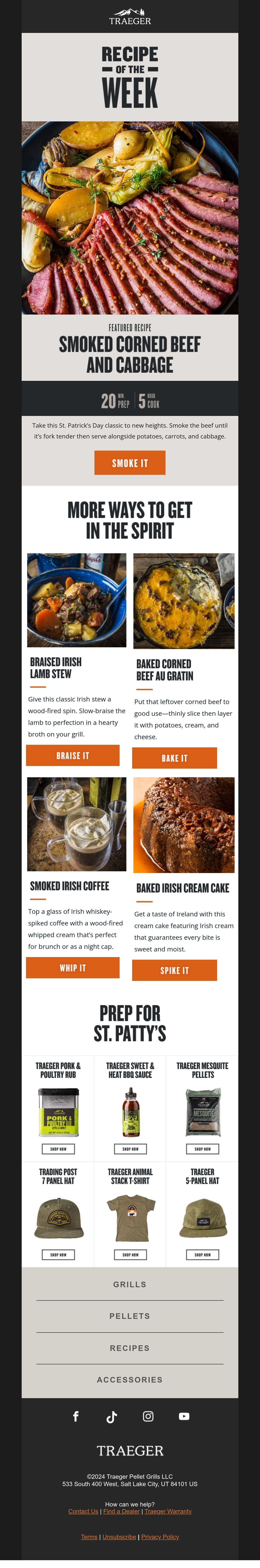 Traeger saint patrick's day email