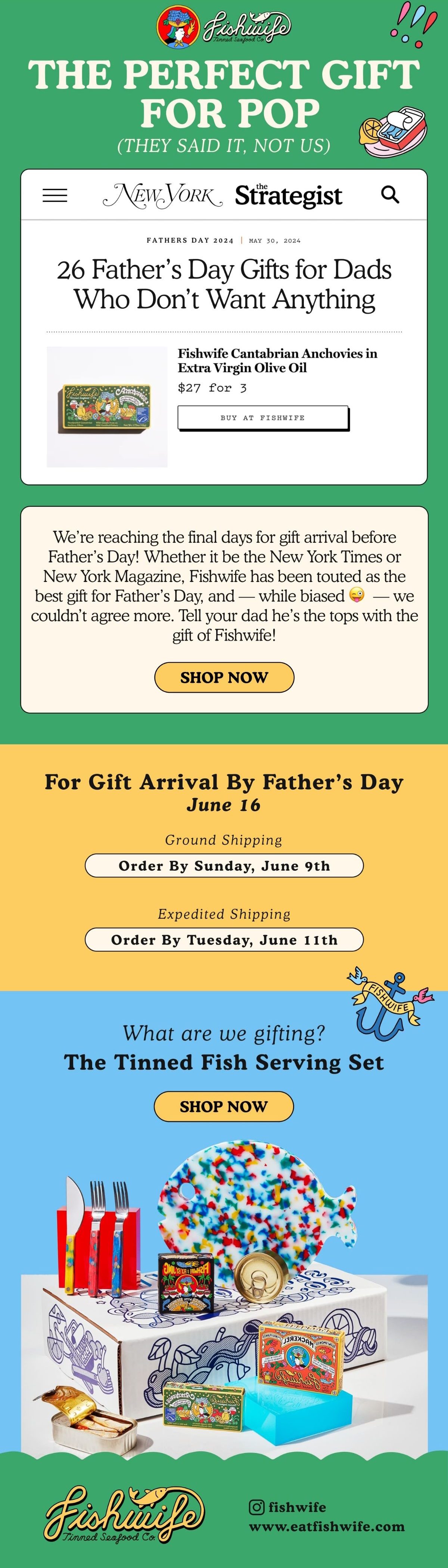 Fish Wife father's day email