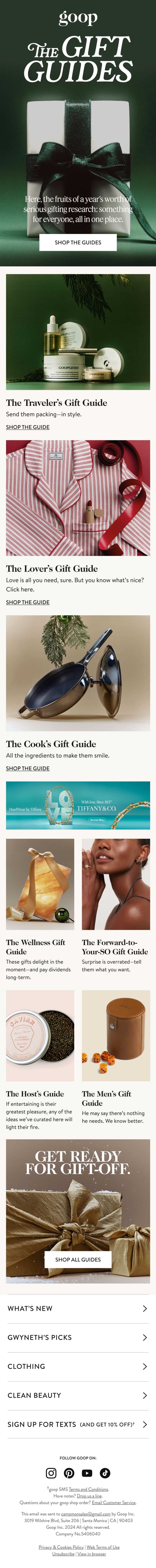 Goop christmas email