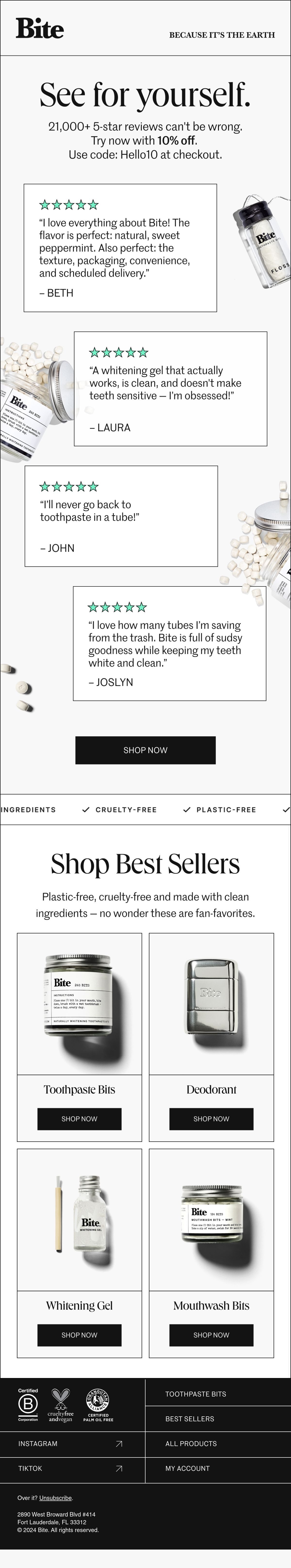 Bite social proof email