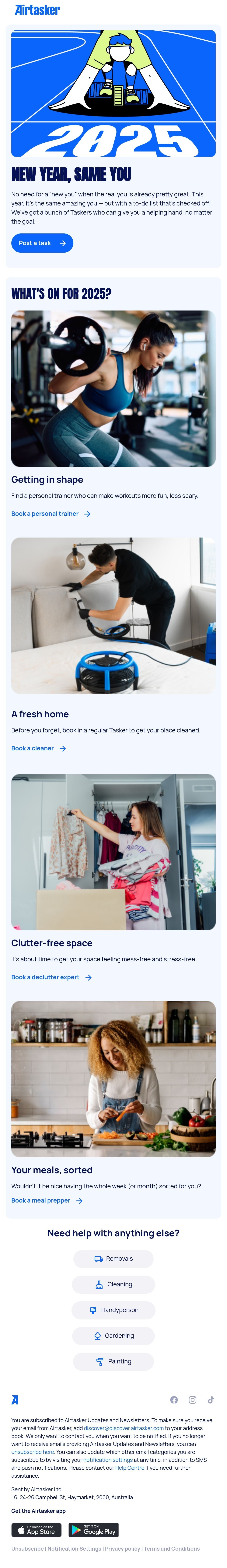 Airtasker new year email