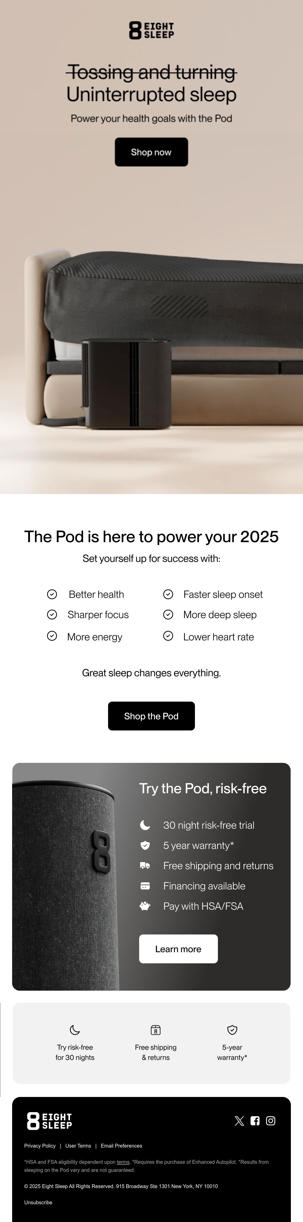 Eight Sleep new year email