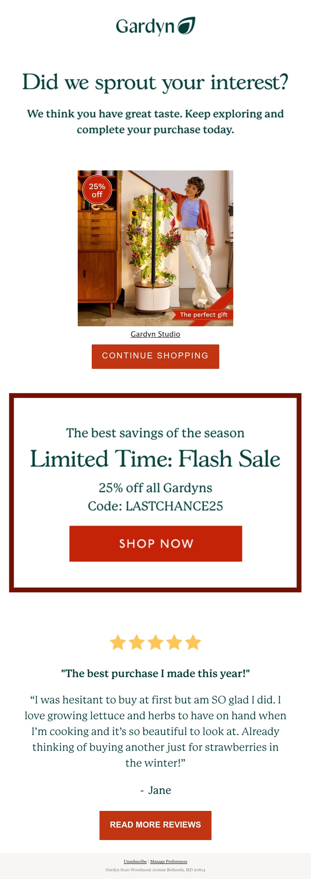 Gardyn plants email
