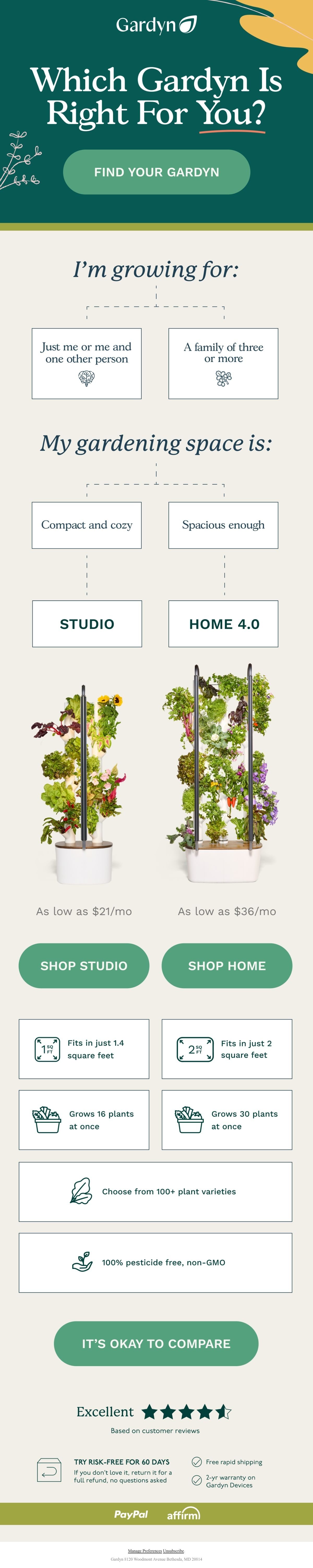Gardyn plants email