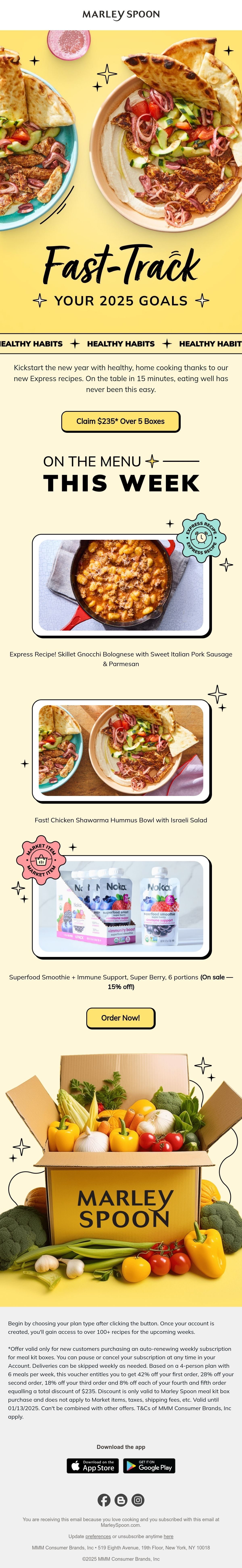 Marley Spoon new year email