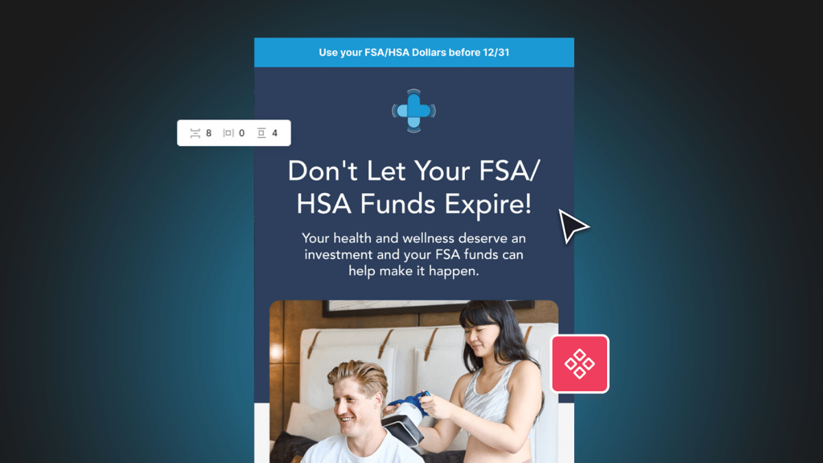 MedMassager’s “Don’t let your FSA/HSA funds expire” email in Figma, with the Email Love plugin