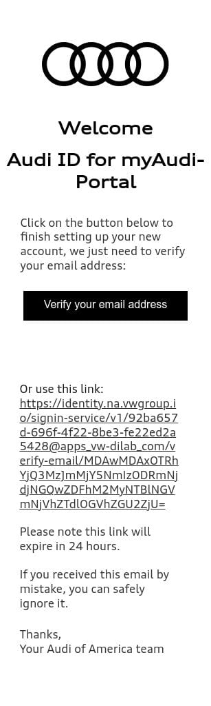 Audi ID verification email
