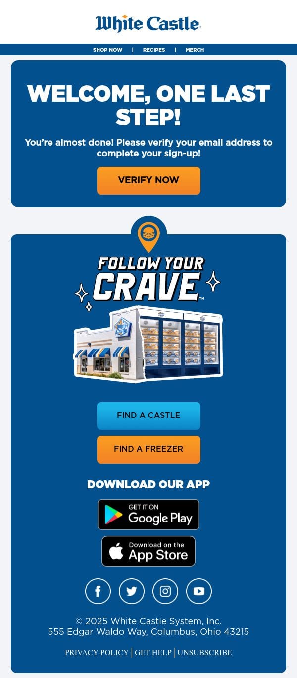 White Castle verification email