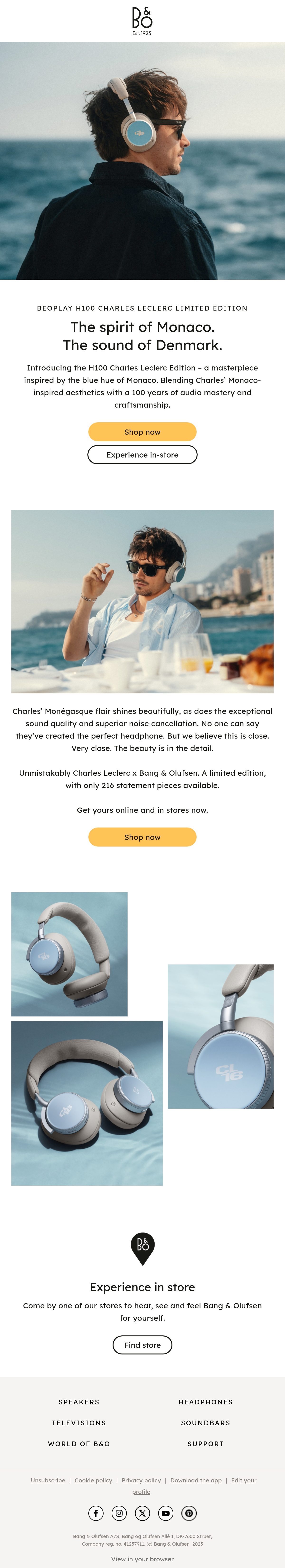 Bang & Olufsen collab email