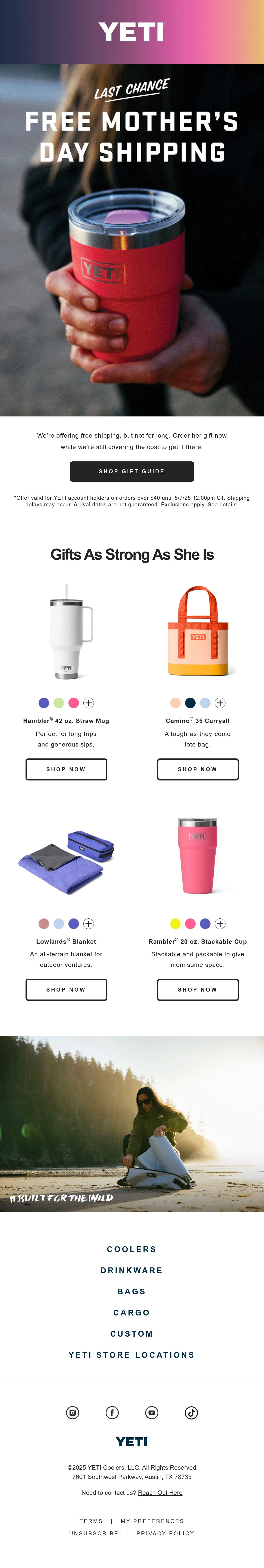 Yeti mother's day email