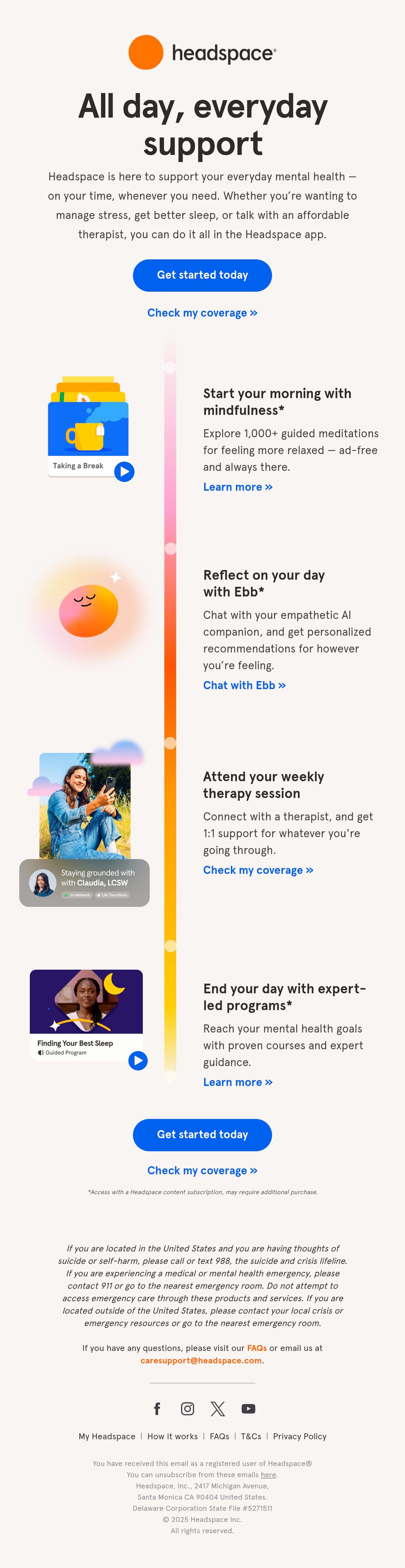 Headspace digital app email