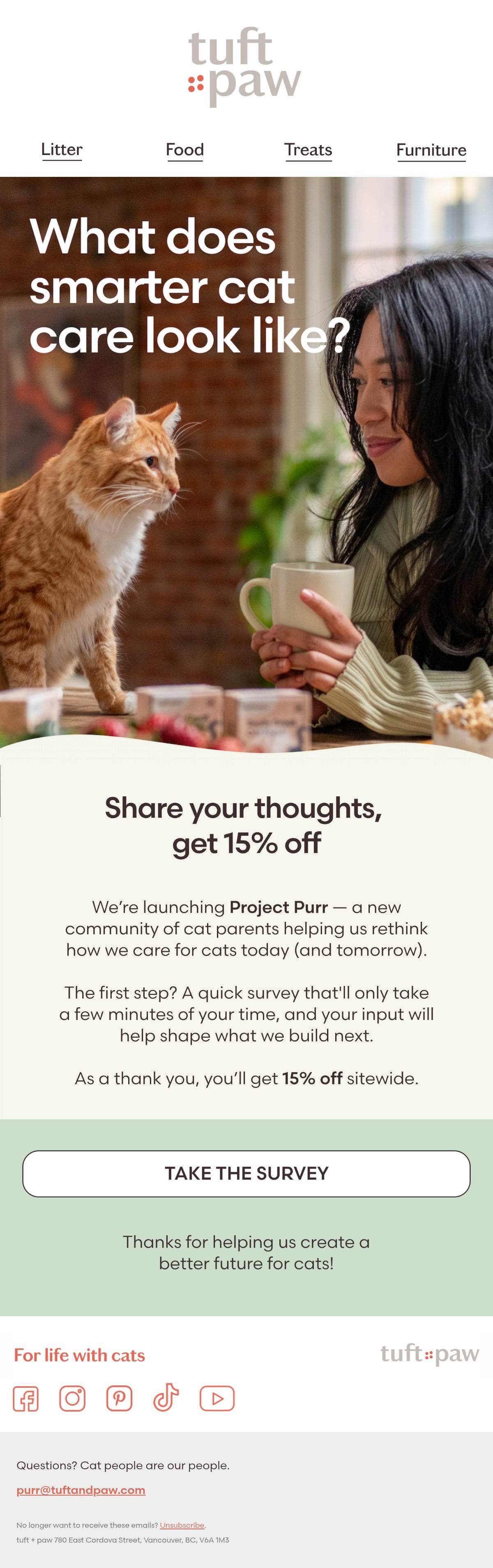 tuft + paw survey email