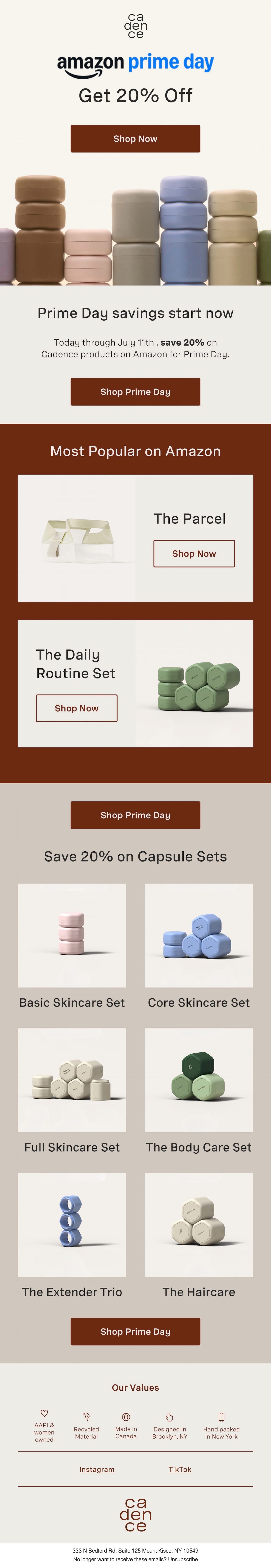 Cadence prime day email