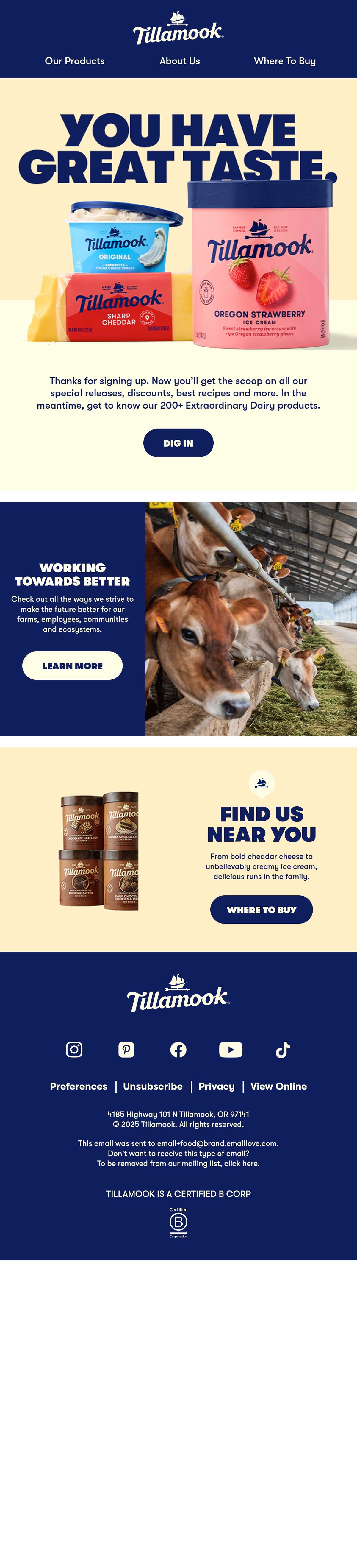 Tillamook buttons email