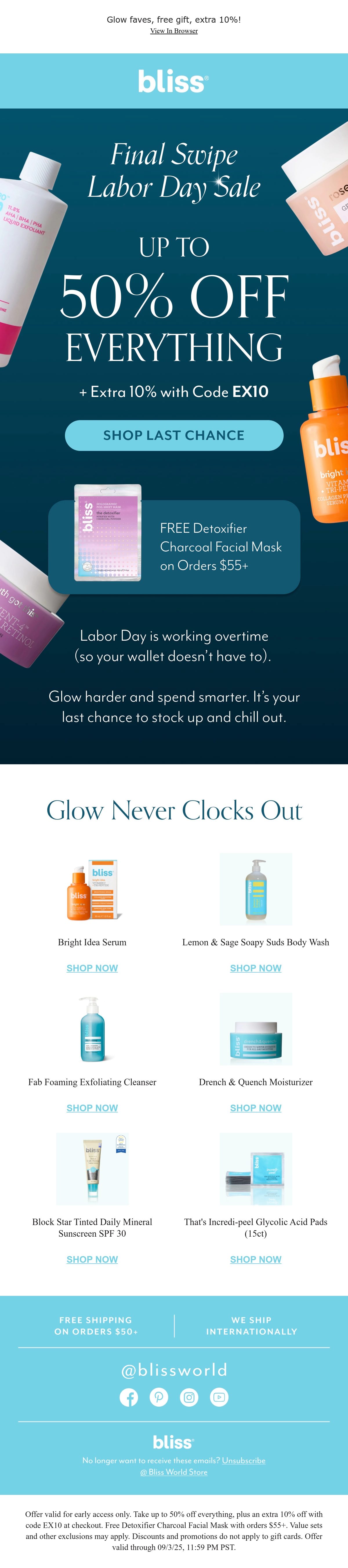 Bliss labor day email