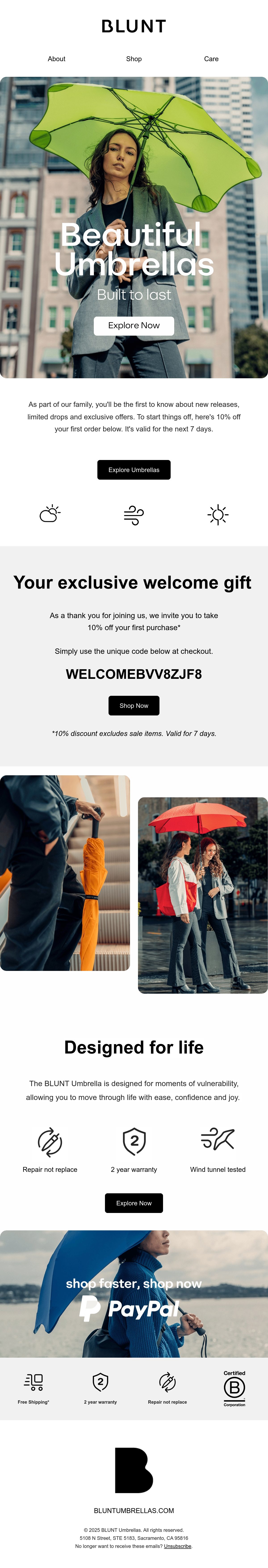 BLUNT Umbrellas US icons email