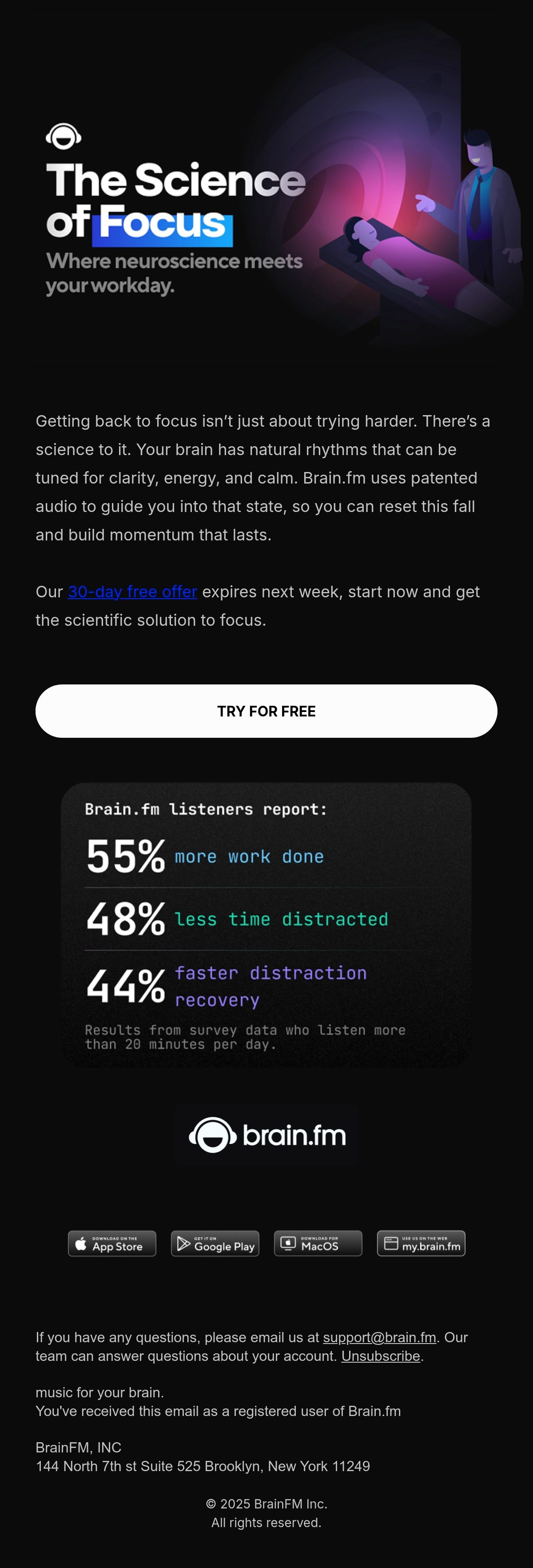 The Brain.fm Team digital app email