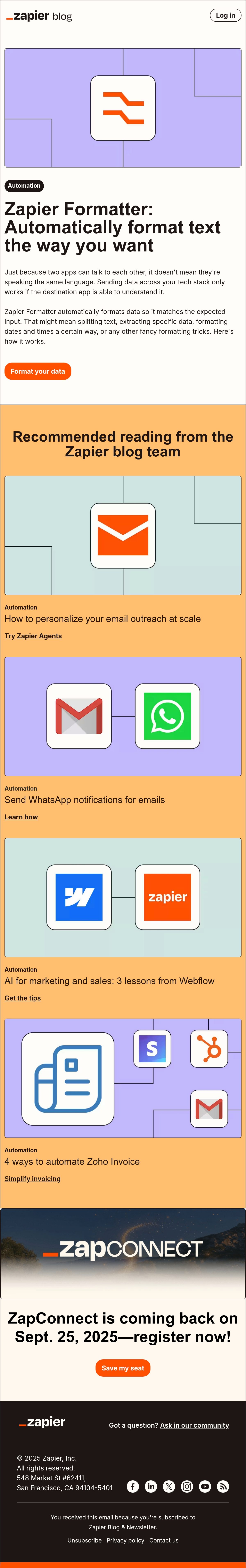 Deb at Zapier buttons email