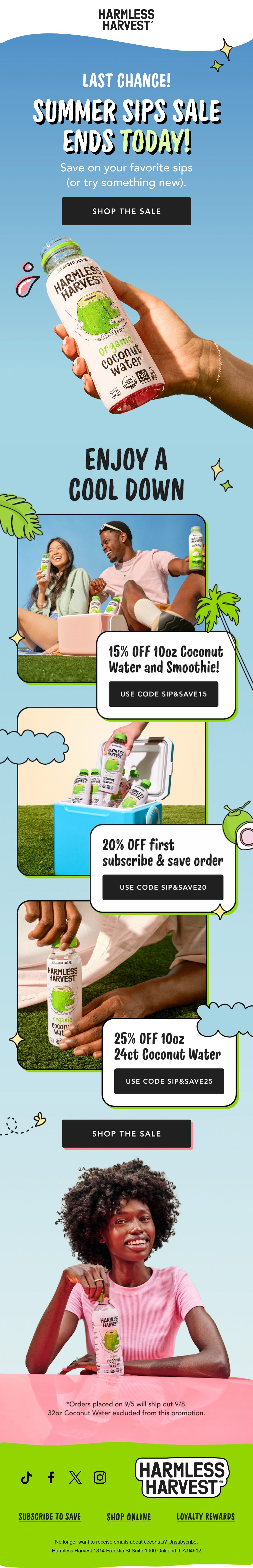 Harmless Harvest labor day email
