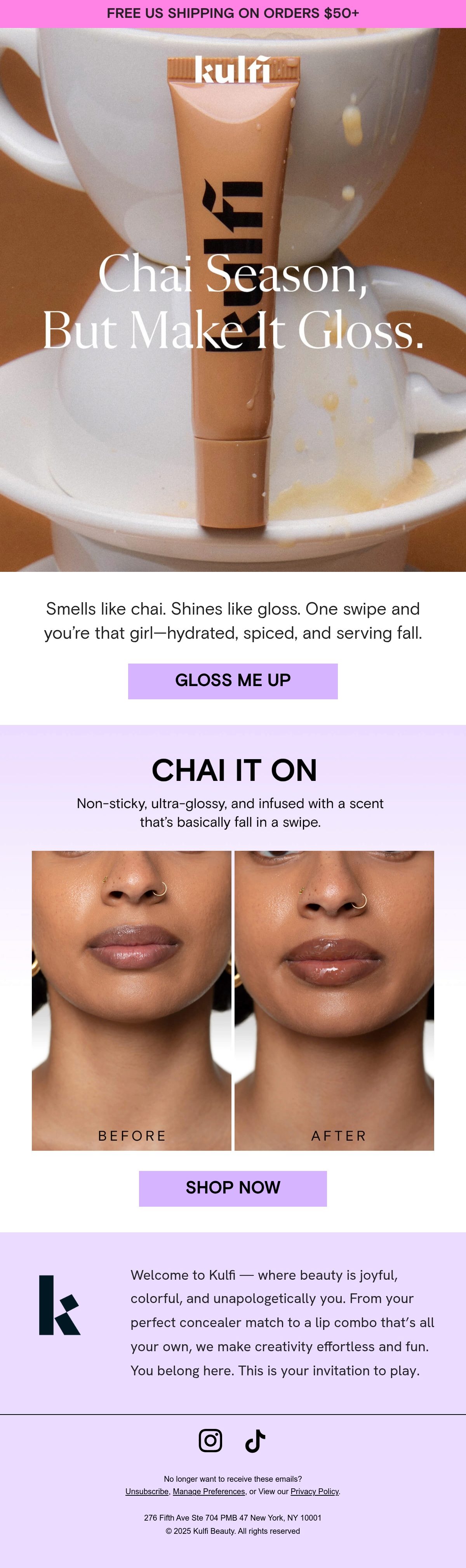 Kulfi Beauty founder email