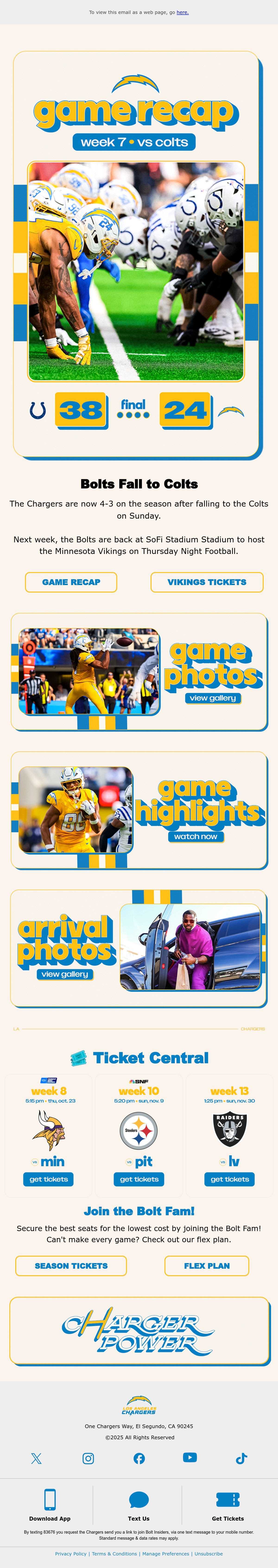 Los Angeles Chargers football email