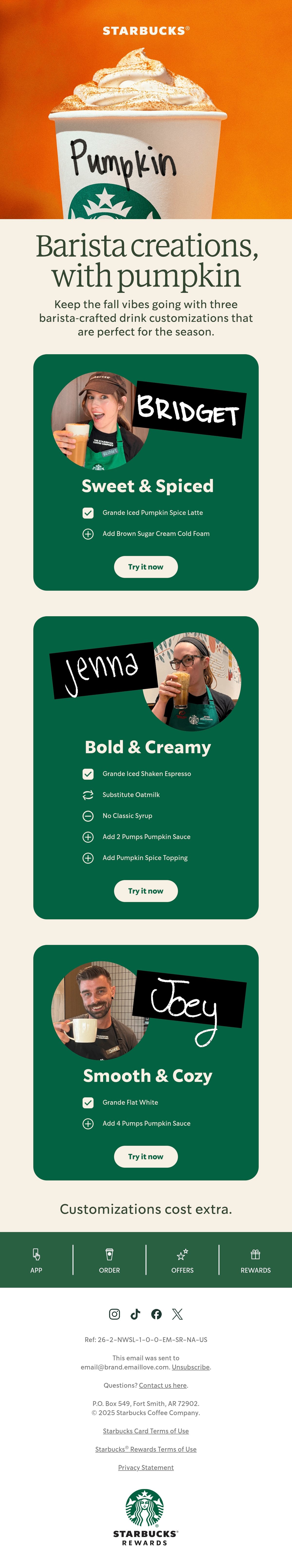 Starbucks seasonal email
