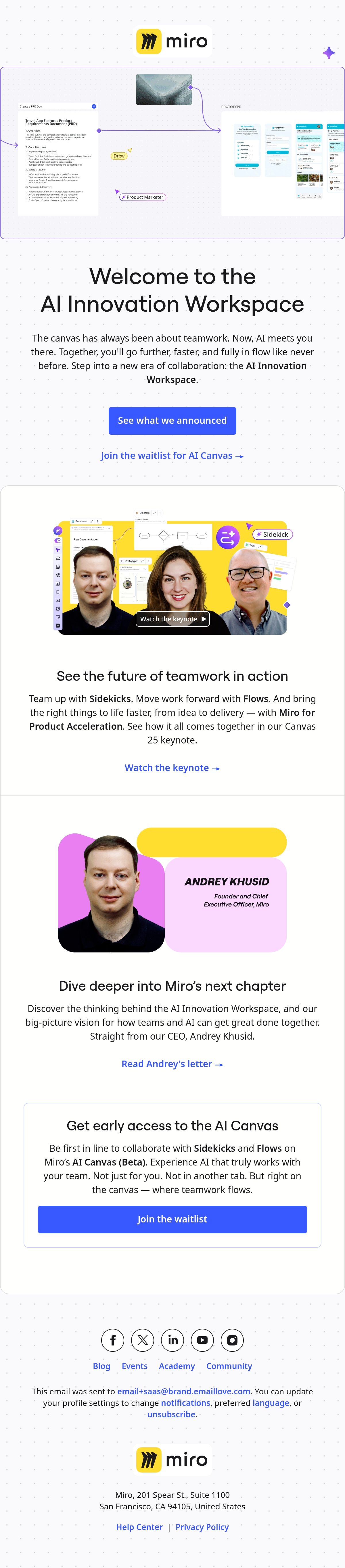 The Miro Team collab email