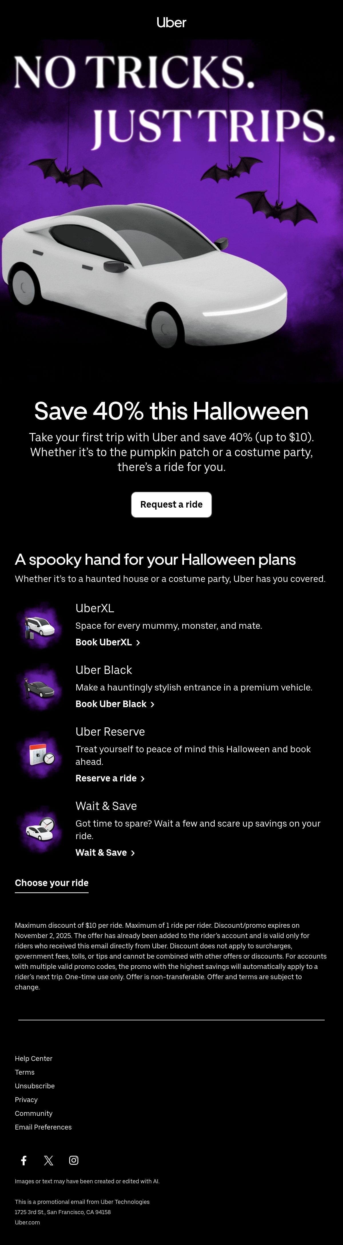 Uber halloween email