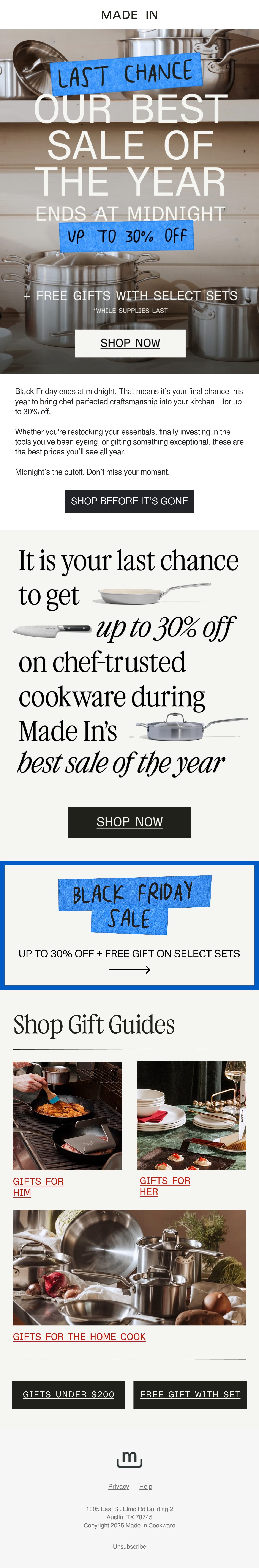 Made In cooking email