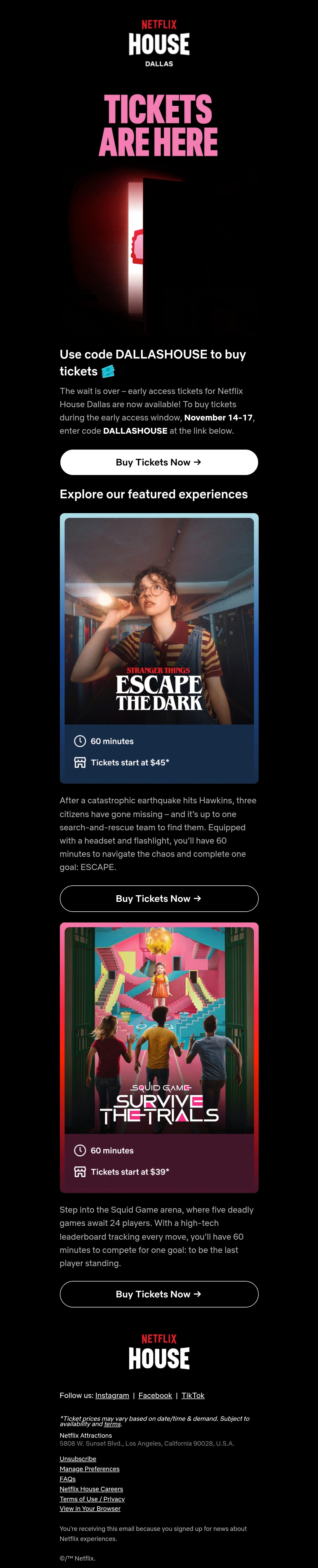 Netflix House celebrities email