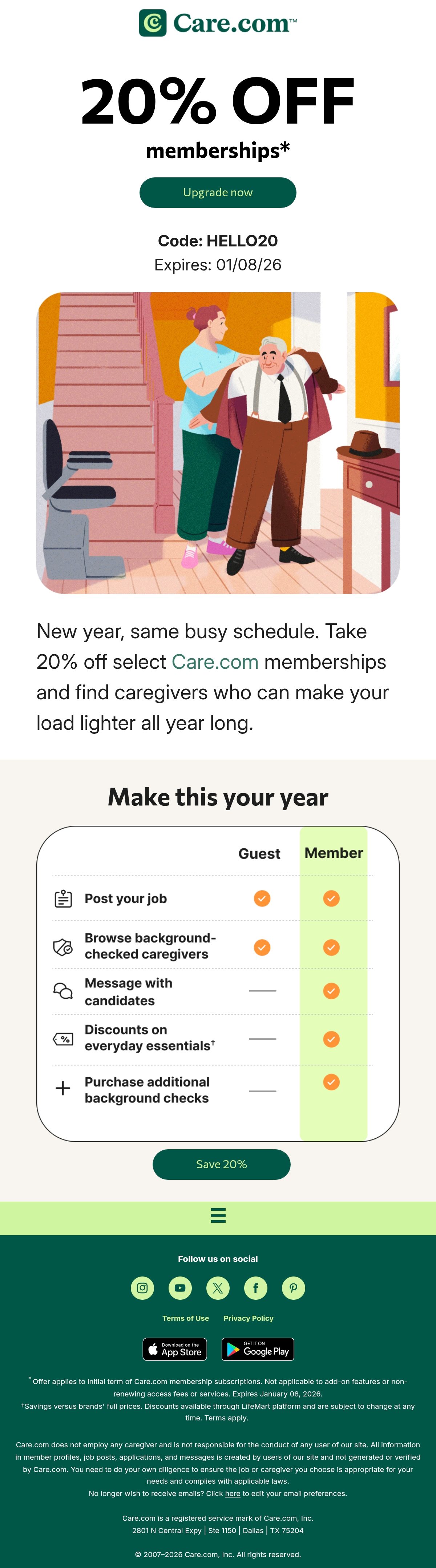 Care.com informational email