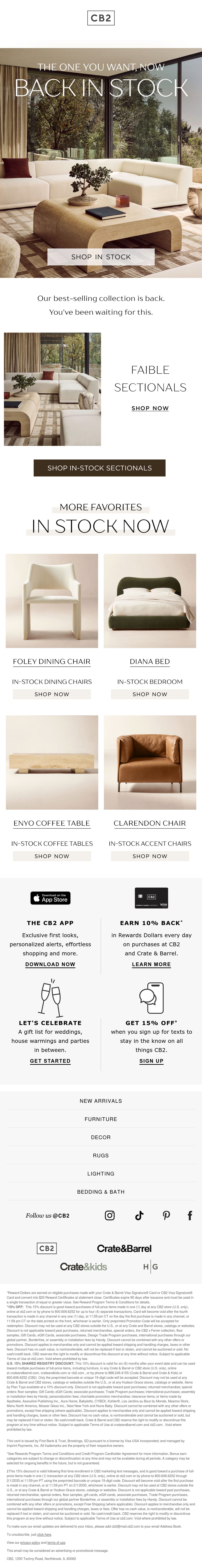 CB2 lighting email