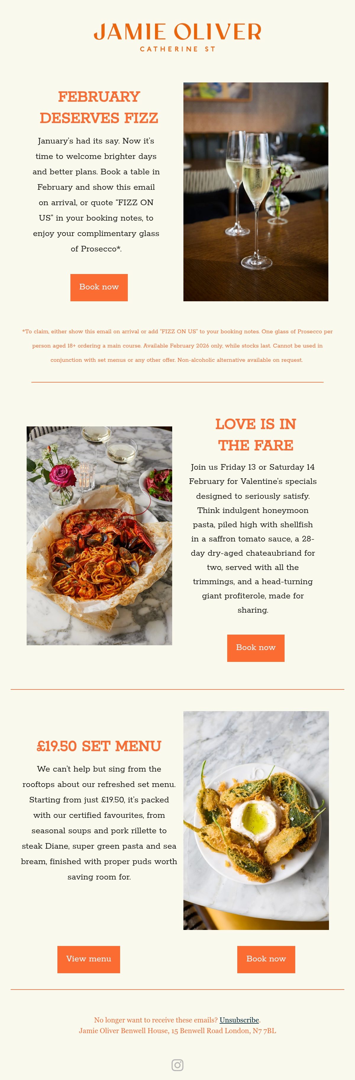 Jamie Oliver Catherine St restaurant email