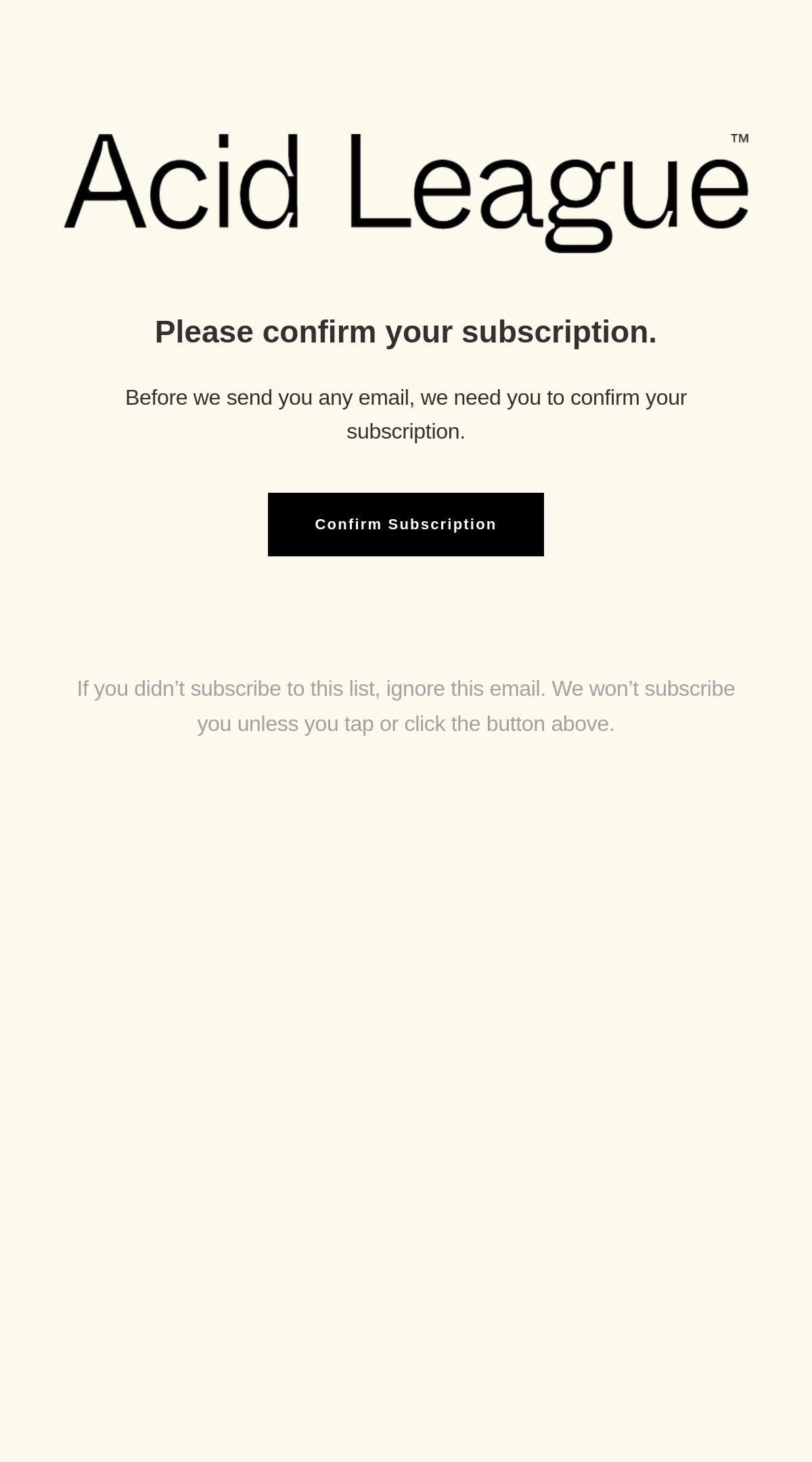 Acid League verification email