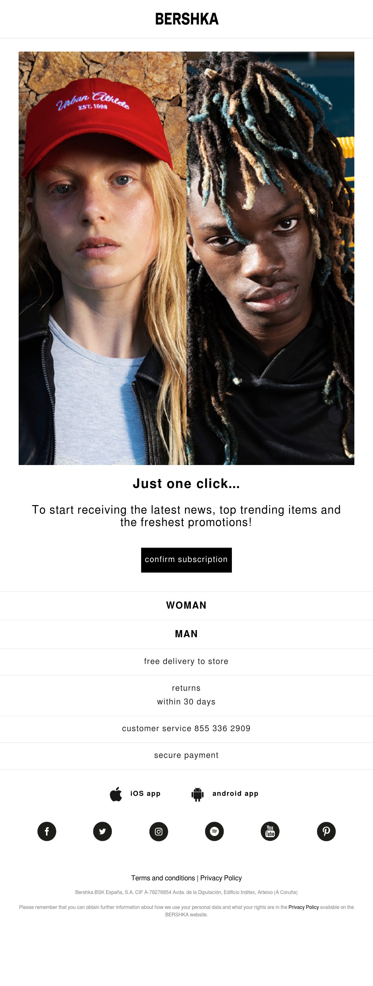 BERSHKA verification email