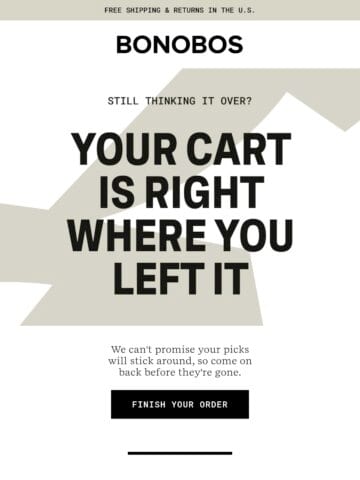 Bonobos email: Your cart is waiting for you!