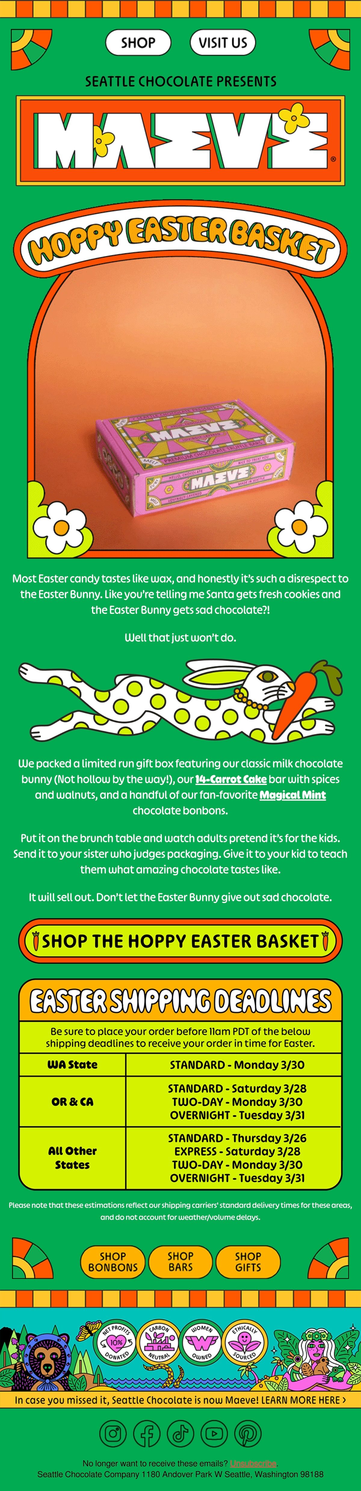 Maeve Chocolate easter email