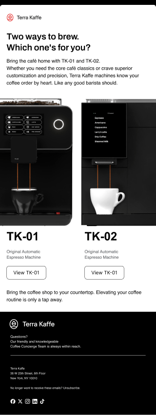 Terra Kaffe email template