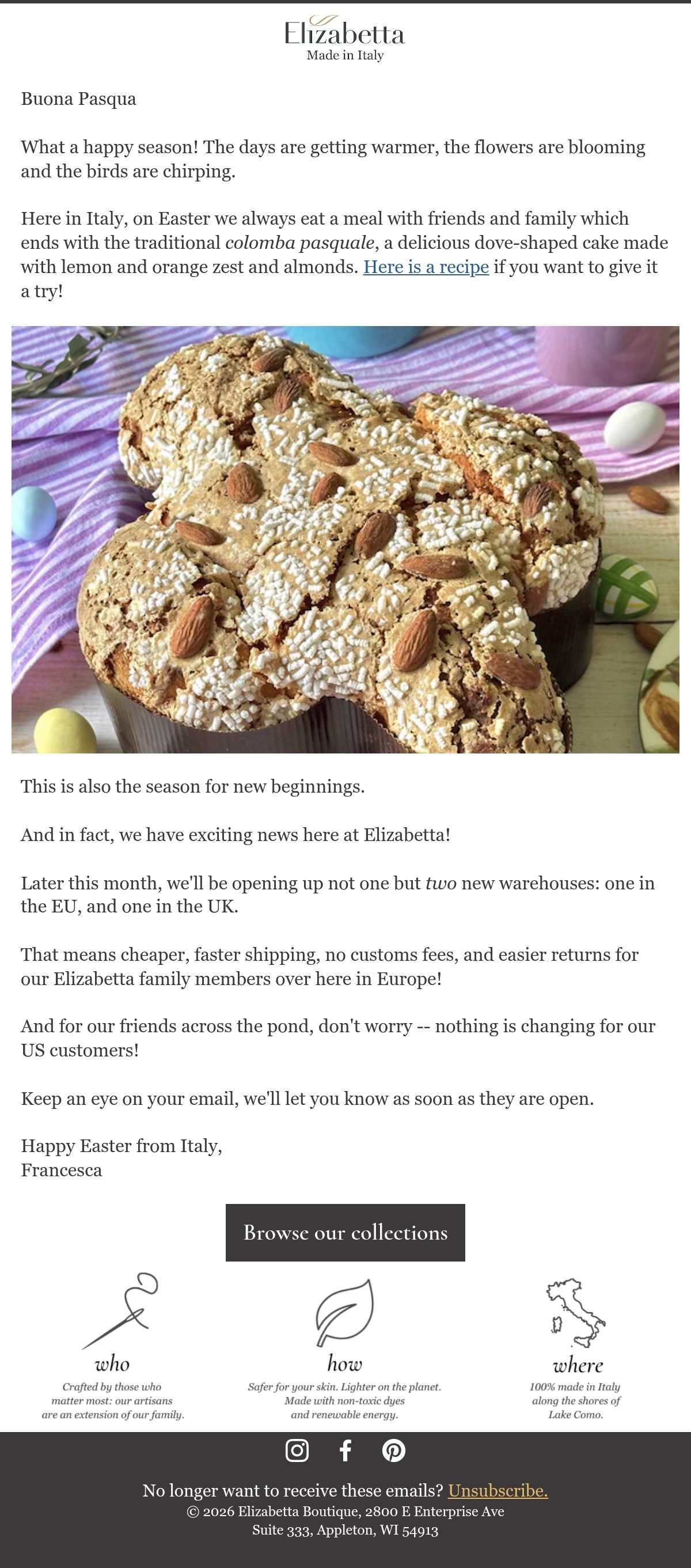 Elizabetta Boutique easter email