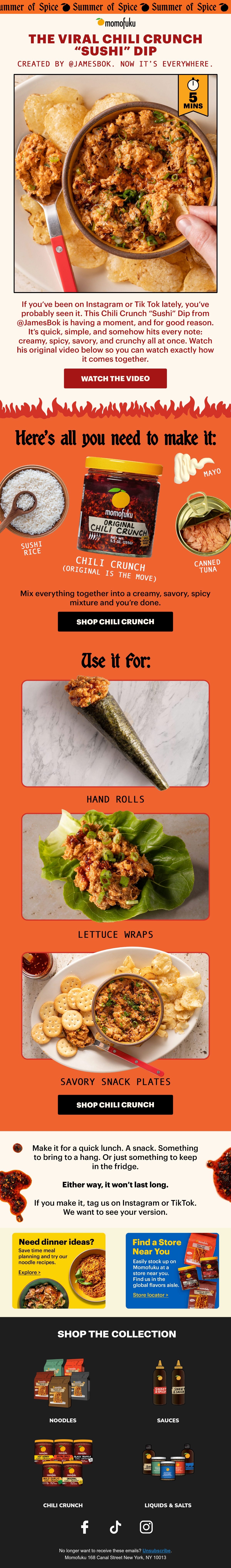 Momofuku summer email