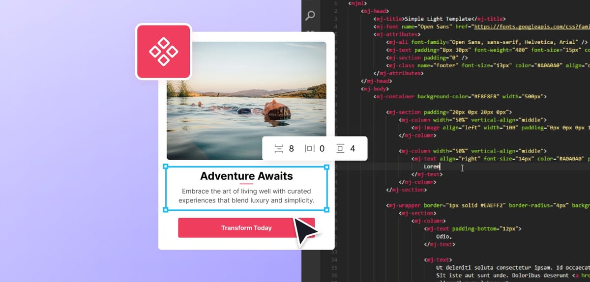 Email Love, the HTML email builder for Figma, converting a Figma design to production-ready email code