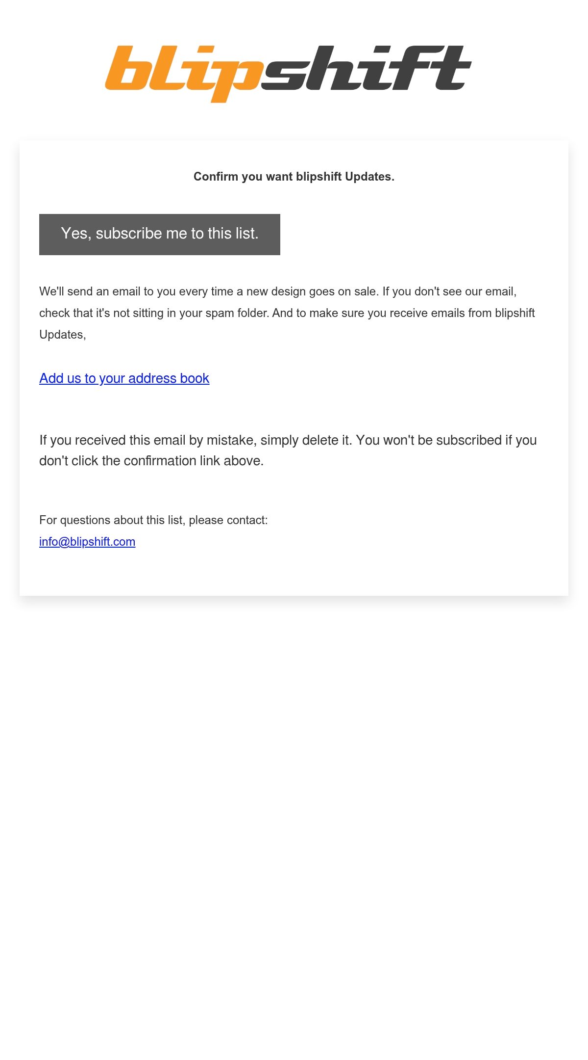 blipshift verification email