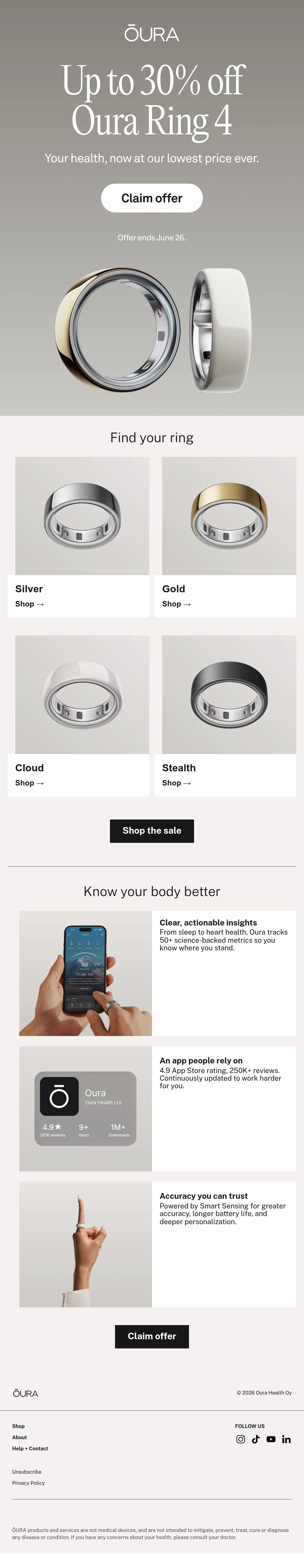 Oura flash sale email