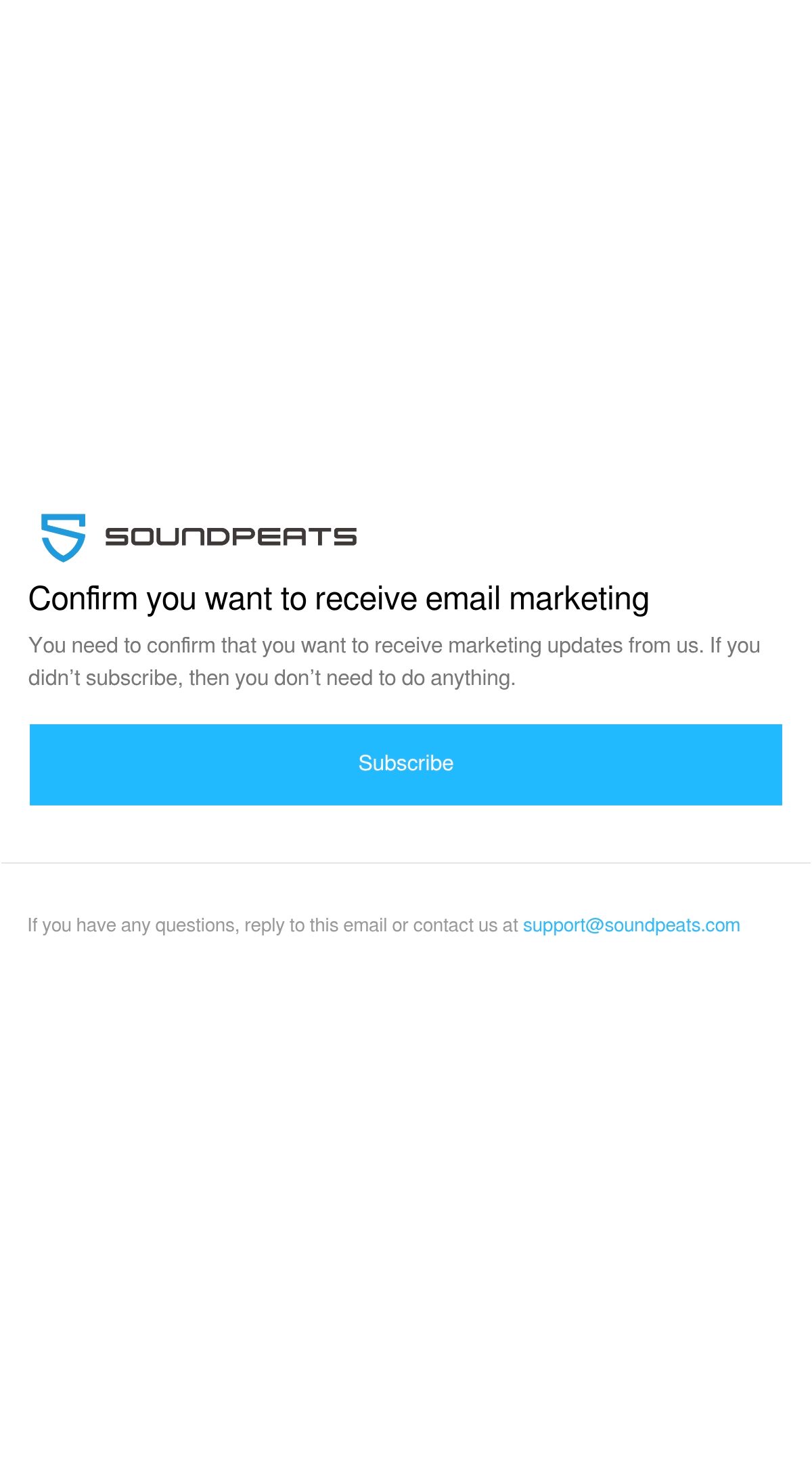 SOUNDPEATS verification email