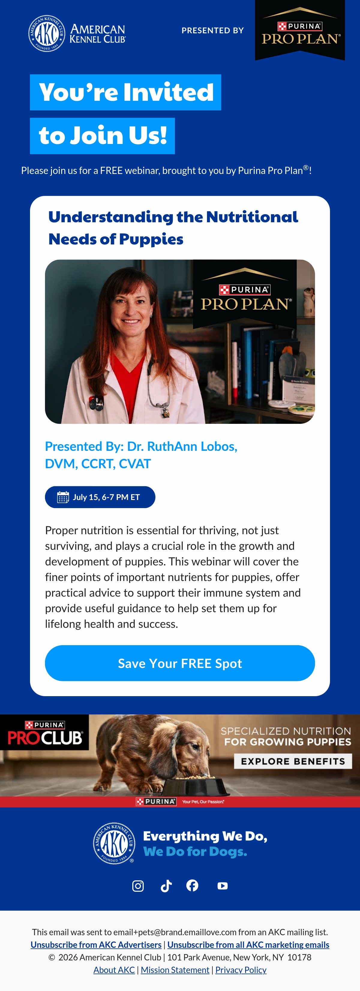 American Kennel Club webinar email
