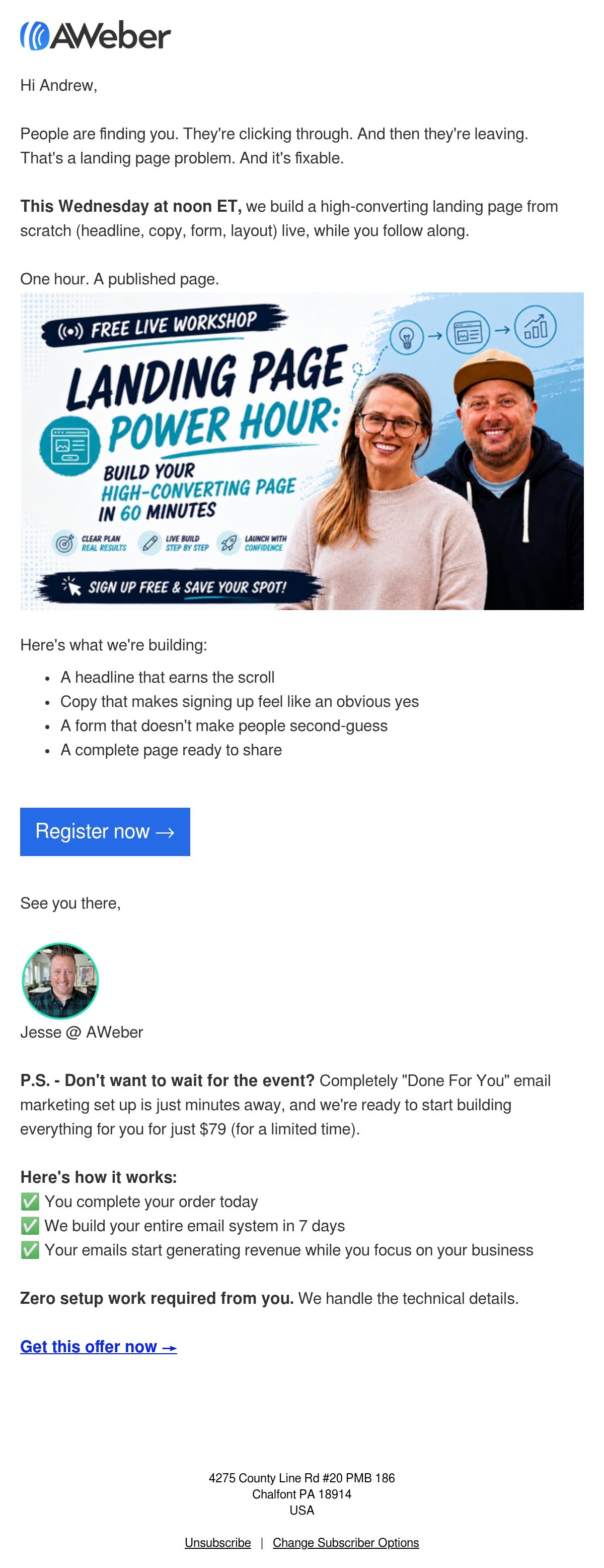 AWeber Team webinar email